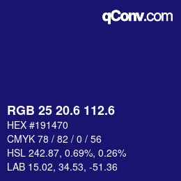 カラーコード: RGB 25 20.6 112.6 | qconv.com