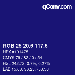 カラーコード: RGB 25 20.6 117.6 | qconv.com