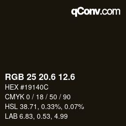 カラーコード: RGB 25 20.6 12.6 | qconv.com