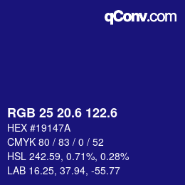 カラーコード: RGB 25 20.6 122.6 | qconv.com