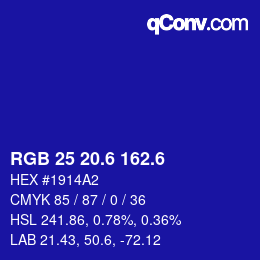 カラーコード: RGB 25 20.6 162.6 | qconv.com