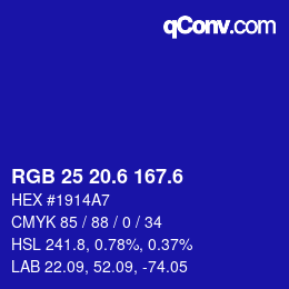 カラーコード: RGB 25 20.6 167.6 | qconv.com