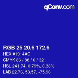 カラーコード: RGB 25 20.6 172.6 | qconv.com