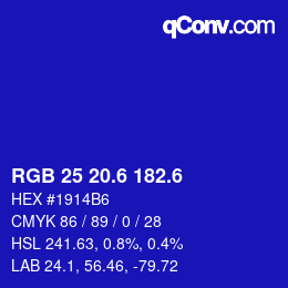 カラーコード: RGB 25 20.6 182.6 | qconv.com