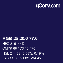 カラーコード: RGB 25 20.6 77.6 | qconv.com