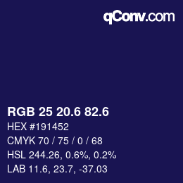 カラーコード: RGB 25 20.6 82.6 | qconv.com