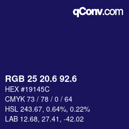 カラーコード: RGB 25 20.6 92.6 | qconv.com