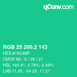 カラーコード: RGB 25 200.2 143 | qconv.com