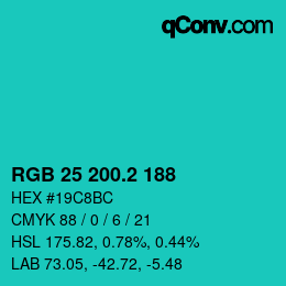 カラーコード: RGB 25 200.2 188 | qconv.com