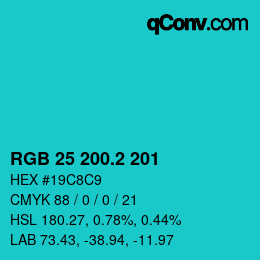 カラーコード: RGB 25 200.2 201 | qconv.com