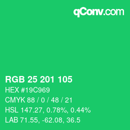 Color code: RGB 25 201 105 | qconv.com