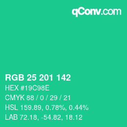 Color code: RGB 25 201 142 | qconv.com