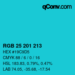 Color code: RGB 25 201 213 | qconv.com