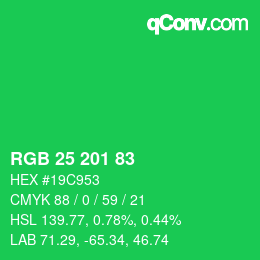 Color code: RGB 25 201 83 | qconv.com