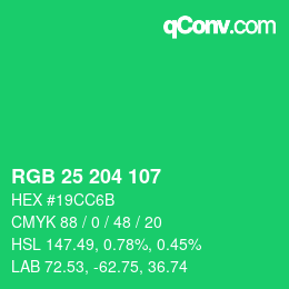 Color code: RGB 25 204 107 | qconv.com