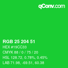 Color code: RGB 25 204 51 | qconv.com