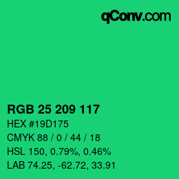 Color code: RGB 25 209 117 | qconv.com