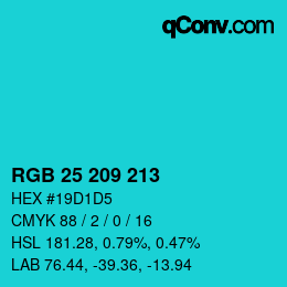 Color code: RGB 25 209 213 | qconv.com