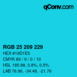 Color code: RGB 25 209 229 | qconv.com