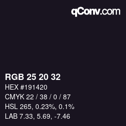 Color code: RGB 25 20 32 | qconv.com