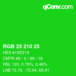 Color code: RGB 25 210 25 | qconv.com