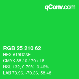 Color code: RGB 25 210 62 | qconv.com