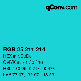 Color code: RGB 25 211 214 | qconv.com