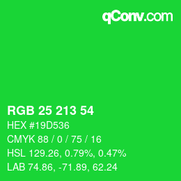 Farbcode: RGB 25 213 54 | qconv.com