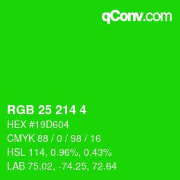 Color code: RGB 25 214 4 | qconv.com
