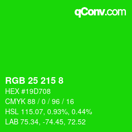 Color code: RGB 25 215 8 | qconv.com