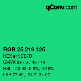 Color code: RGB 25 219 125 | qconv.com