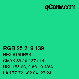Color code: RGB 25 219 139 | qconv.com