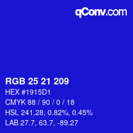 Color code: RGB 25 21 209 | qconv.com