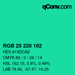 Farbcode: RGB 25 220 162 | qconv.com