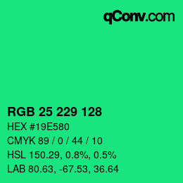 Color code: RGB 25 229 128 | qconv.com