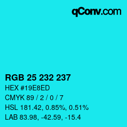 Color code: RGB 25 232 237 | qconv.com