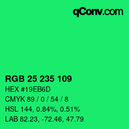 Code couleur: RGB 25 235 109 | qconv.com