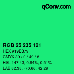 Color code: RGB 25 235 121 | qconv.com