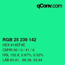 Color code: RGB 25 239 142 | qconv.com