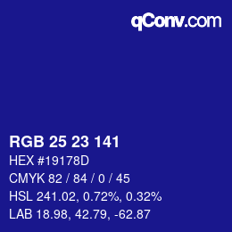 カラーコード: RGB 25 23 141 | qconv.com