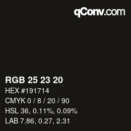 カラーコード: RGB 25 23 20 | qconv.com