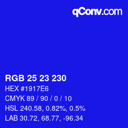 Color code: RGB 25 23 230 | qconv.com