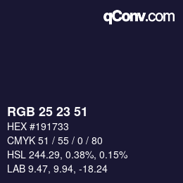 Color code: RGB 25 23 51 | qconv.com