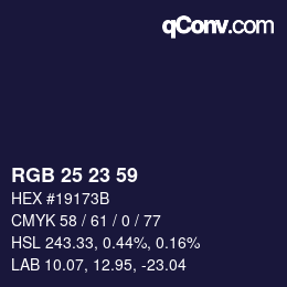 颜色代码: RGB 25 23 59 | qconv.com