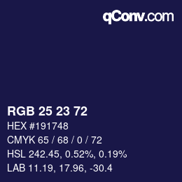 カラーコード: RGB 25 23 72 | qconv.com