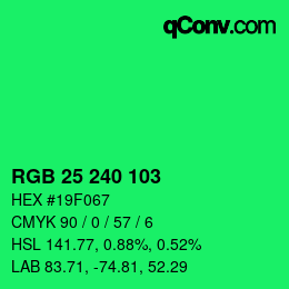 Color code: RGB 25 240 103 | qconv.com