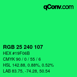 Color code: RGB 25 240 107 | qconv.com