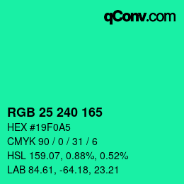 Color code: RGB 25 240 165 | qconv.com