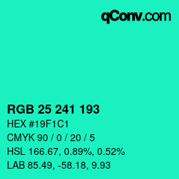 Color code: RGB 25 241 193 | qconv.com
