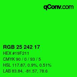 Color code: RGB 25 242 17 | qconv.com